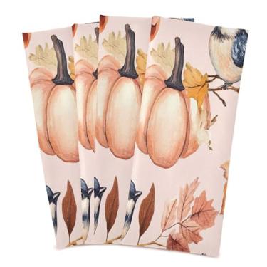 Imagem de xigua Conjunto de 4 panos de prato de cozinha, abóboras, pássaros, aquarela, toalhas de cozinha de secagem rápida e altamente absorventes para limpeza de pratos e limpeza manual, 71 x 45 cm