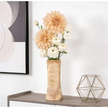 Imagem de Vaso de madeira natural feito à mão, madeira queimada rústica, vaso durável em forma de ampulheta para decoração de casa, arte DIY e presentes - Vários acabamentos 13,5 x 13,5 x 29,5 cm