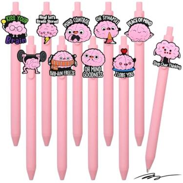 Imagem de Pabucle 10 canetas de cérebro fofas canetas esferográficas engraçadas em massa canetas esferográficas de tinta preta, lembrancinhas de festa, presentes, artigos de papelaria, escritório, lembrancinhas
