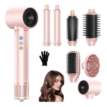 Imagem de Secador De Cabelo Profissional,Aparelho 8 em 1 Com,Modelador de Cabelo,Escova de ar Quente, Secador de Cabelo Com Difusor, Modelador de Cachos e Secador Iônico Para Secagem e Ondulação Rápidas.