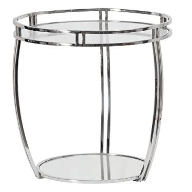 Imagem de Mesa de centro redonda Metal Pub em aco niquelado e vidro com espelho D50xA50cm-CINZA - Fracalanza- Full Fit