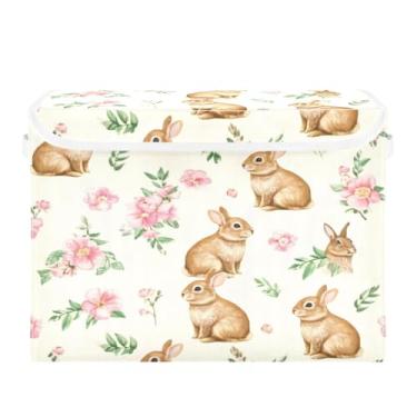 Imagem de SEHANY Cestas de armazenamento fofas de coelho de desenho animado com tampas, organizador de caixas de armazenamento de tecido para armário de roupas, cobertor de escritório, berçário, 42 x 32 x 30 cm