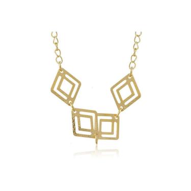 Imagem de Pulseira Com Quadrados Trabalhados Folheado Em Ouro 18k