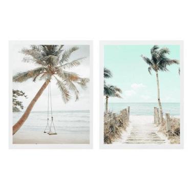 Imagem de Kit 2 Quadros Fotografias Praia Nude 33X24Cm - Com Vidro