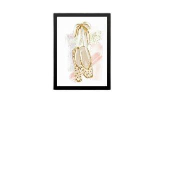 Imagem de Quadro Infantil Menina Sapatilha De Balé Ouro 45X34Cm