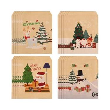 Imagem de 24 Sacolas De Presente Papai Noel Feliz Natal Em Papel Kraft Para Doce