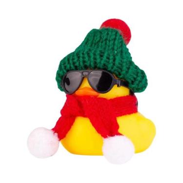 Imagem de Enfeite De Carro De Pato De Borracha De Inverno Com Mini Chapéu E Cach
