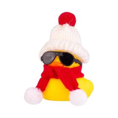 Imagem de Enfeite De Carro De Pato De Borracha De Inverno Com Mini Chapéu E Cach