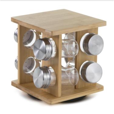 Imagem de Porta Condimentos 8 Peças Base Giratória de Bambu - Mimo