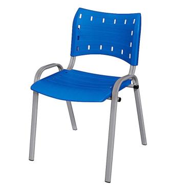 Imagem de Cadeira Iso Base Cinza, Igreja, Escola, Escritório - Azul Kit 1 Peça