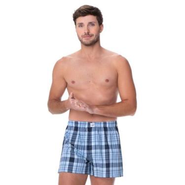 Imagem de Cueca Samba Canção em Algodão Xadrez Azul Zee Rucci, M