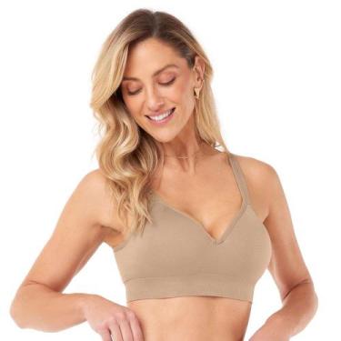 Imagem de Sutiã Comfort Duplo Alças Largas Reguláveis com Bojo sem Costura Bege 