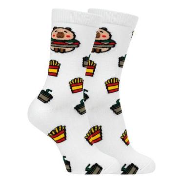 Imagem de Meias Divertidas Desenho Estampada Maluca Adulto Infantil - Flat Socks