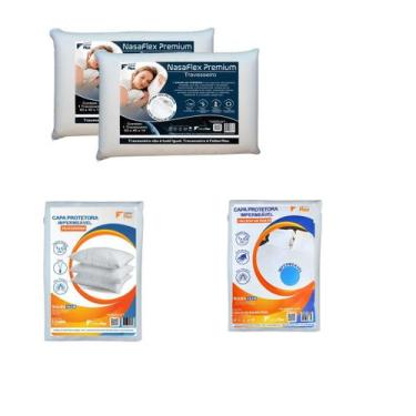 Imagem de Kit Solteiro de Luxo 2 Trav. Nasa e 2 Capas Protetoras - Faiber Flex