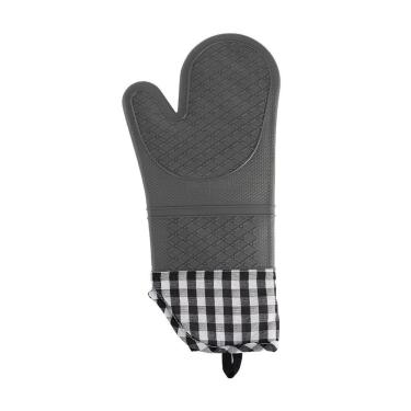 Imagem de Luva Térmica de Silicone Xadrez - Elegância e Proteção na Cozinha em Cinza