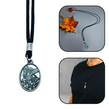 Imagem de Colar Cordão Medalha São Miguel Arcanjo Prateado - FORNECEDOR 6