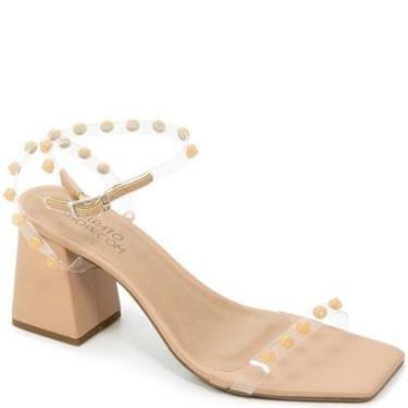 Imagem de Sandália Salto Bloco Bico Quadrado Spikes Sapato Show 74007-Feminino