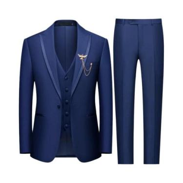 Imagem de Conjunto De Terno Slim Fit Preto Masculino De 3 Peças Elegante Formal 