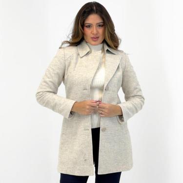 Imagem de Casaco Malise 7/8 Mesclado em Lã Batida Feminino-Feminino