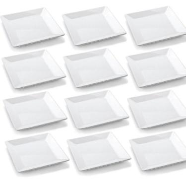 Imagem de 12 Pratos Quadrado Melamina 25cm Para Buffet Restaurante Bar - Best