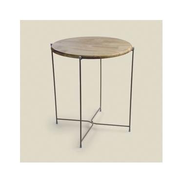 Imagem de Mesa Lateral Loft Aço Galvanizado Preto e Madeira Preto - A\CASA