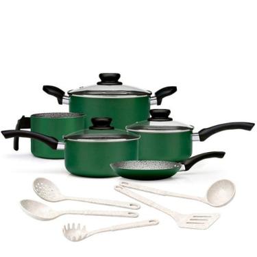 Imagem de Jogo De Panelas Panelux Maximum Stone Verde 10 Peças Antiaderente E Co