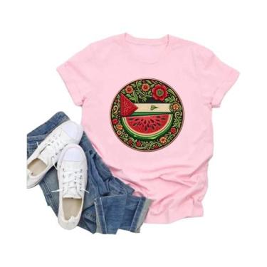 Imagem de Camiseta Feminina Com Bandeira De Melancia, Manga Curta, Direitos Huma