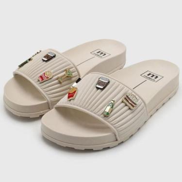 Imagem de Chinelo Moleca Slide Pins Feminino - Off White - 37, 37