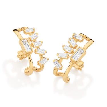 Imagem de Brinco Argola com Zircônias Banhado a Ouro Rommanel 527577 Cor:Dourado