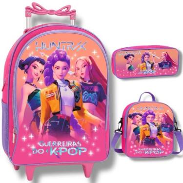 Imagem de Kit Escolar Mochila Lancheira Termica + estojo - Guerreiras K Pop - Ma