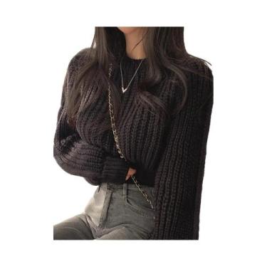 Imagem de Suéter Feminino De Tricô Vintage Harajuku Solto De Manga Longa, Macio 