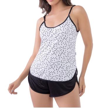 Imagem de Pijama short doll feminino delrio em liganete alça fina chuva de poá 330221