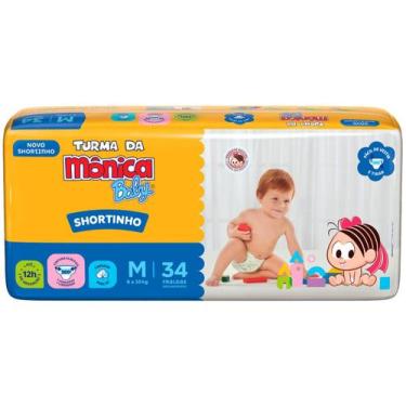 Imagem de Fralda Shortinho Turma da Mônica Baby Tamanho M com 34 Fraldas Descart