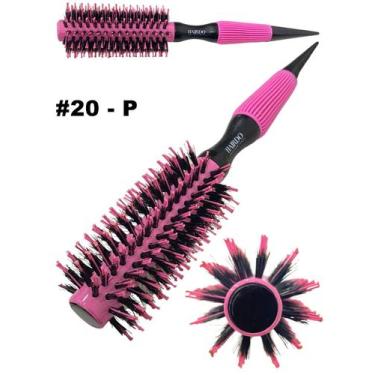 Imagem de Escova De Cabelo Térmica Rosa Cerdas De Javali Mista Madeira Ref. 20 -
