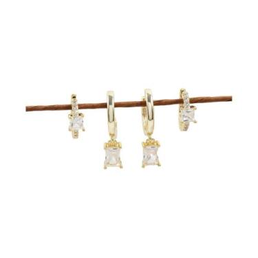 Imagem de Brincos De Argola Em Zircônia Dourada E Prateada Para Mulheres, Format