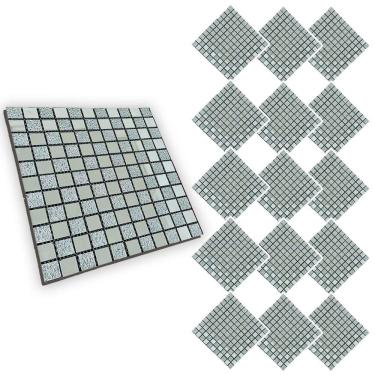 Imagem de Pastilha De Vidro Adesiva Kit 15 Uni Parede Banheiro Lavabo Cozinha Sala Decorativa Reforma Requintado Facil Aplicacao