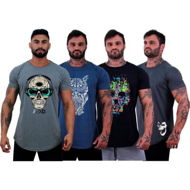 Imagem de Kit 4 Camiseta Longline Masculina MXD Conceito Básico Sport Fitness Silk Screen-Masculino