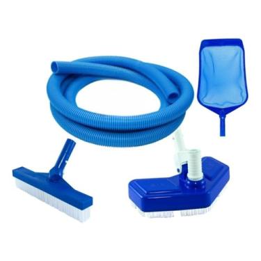 Imagem de Kit Limpeza P/Piscina Alvenaria Vinil Fibra C/Mangueira 5m