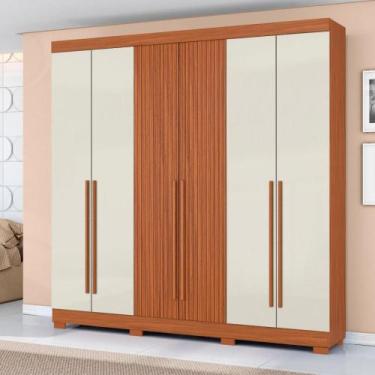 Imagem de Guarda Roupa Casal 6 Portas com Pés 0230 Aramóveis, Cinamomo/Off White