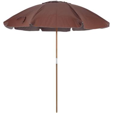 Imagem de Guarda Sol 2,40 Metros Marrom Em Bagum Caiobá Alumínio Com Vareta De Fibra Bel