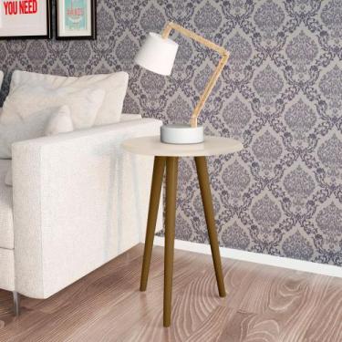 Imagem de Mesa Lateral de Canto Sala de Estar Cor Off White - MOVEIS BECHARA