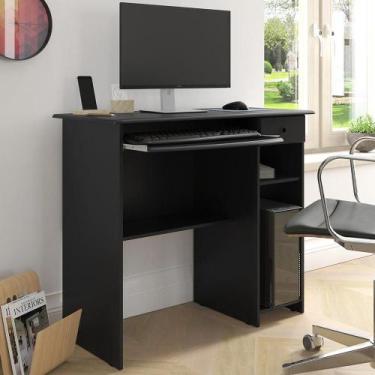 Imagem de Mesa Computador Quarto Escritorio Viena 1 Gaveta - EJ Móveis, Preto