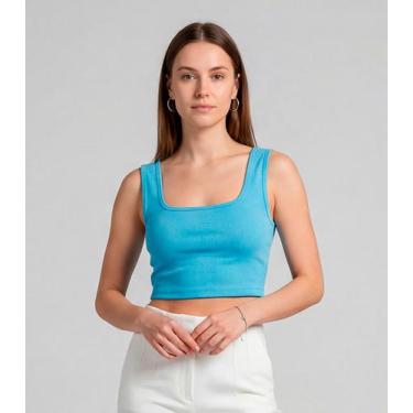 Imagem de Top Feminino Com Decote Quadrado Infinita Cor Azul, M, Azul