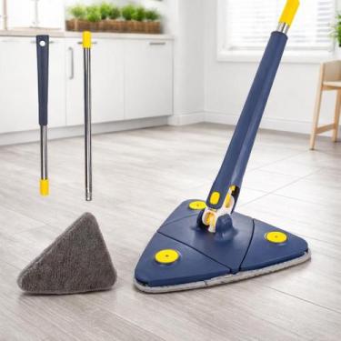 Imagem de Mop Esfregão Rodo Triangular 360 com Refil Microfibra Limpeza Cantos R