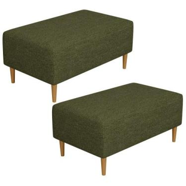 Imagem de Kit 02 Puffs Decorativos Sala de Estar Cléo W01 Pés Palito 90 cm Linho