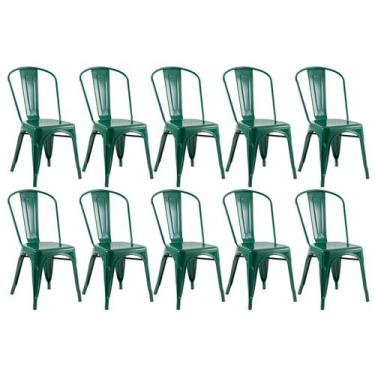 Imagem de Laraz, Kit 10 cadeiras Iron Tolix design industrial Verde escuro