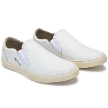 Imagem de Slip On Masculino Iate Couro Tênis Sapatênis Sem Cadarço Elástico Calce Fácil Confortáv...