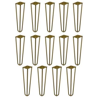 Imagem de Kit 14 Pés de Metal 25 CM Hairpin Legs Rack e Puffs Dourado G41 - Gran
