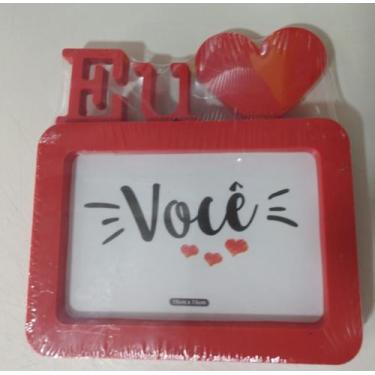 Imagem de Porta Retrato Eu Amo Você Romântico 10x15 Cm Mesa Presente VERMELHO - 