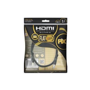 Imagem de Cabo Hdmi 2.0 Flat 4K Hdr 19P 1M Pix Flat Gold, Preto